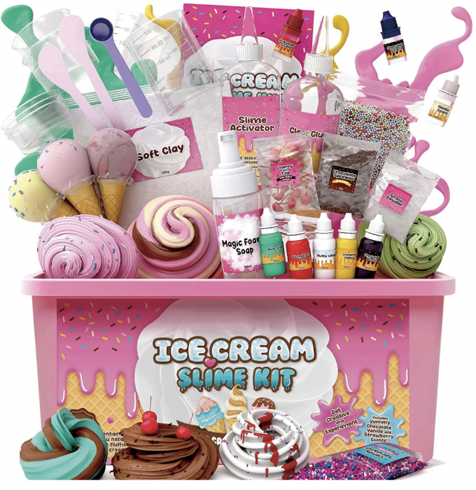 Kit slime inghetata cu accesorii, DIY slime kit [9]