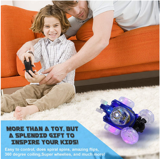 Masina acrobatica Stunt car cu telecomanda, rotire 360°, cu muzica si lumini [8]