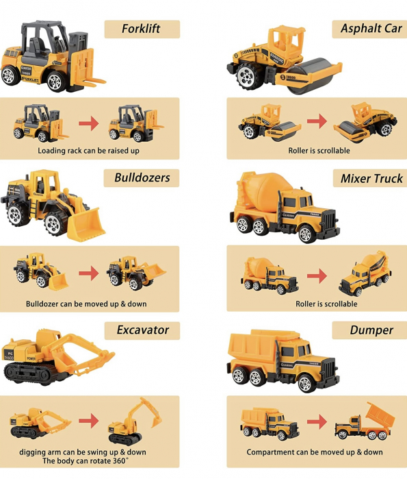 Masina constructie, metalica, diferite modele, 12cm [2]