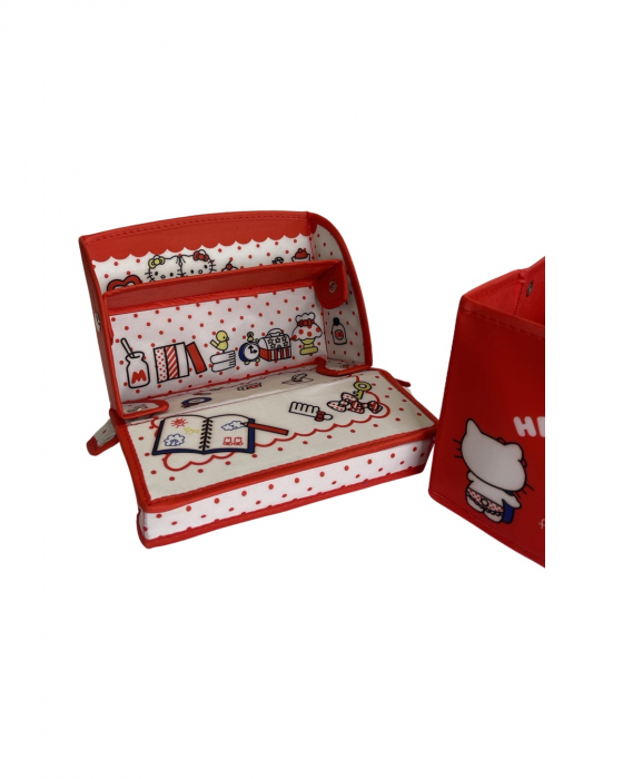 Mini cosulet pentru depozitarea jucariilor, pliabil, carton cu masuta banc de joaca, hello kitty [4]