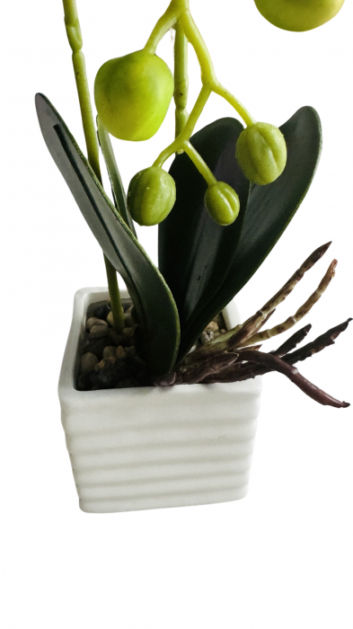 Orhidee decorativa artificiala, in ghiveci ceramic [3]