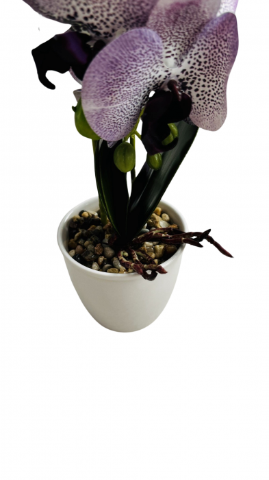 Orhidee decorativa artificiala, in ghiveci ceramic, 45 cm [9]
