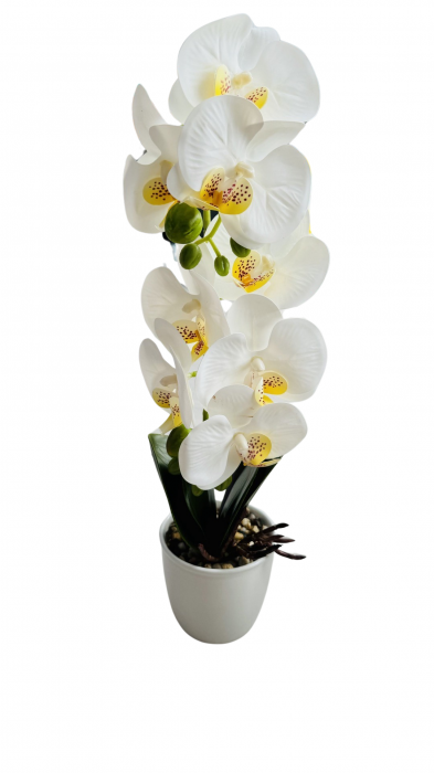 Orhidee decorativa artificiala, in ghiveci ceramic, 45 cm [4]