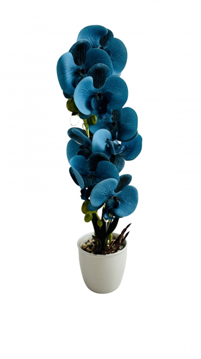 Orhidee decorativa artificiala, in ghiveci ceramic, 45 cm [3]