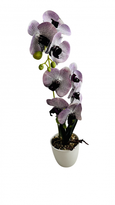 Orhidee decorativa artificiala, in ghiveci ceramic, 45 cm [7]
