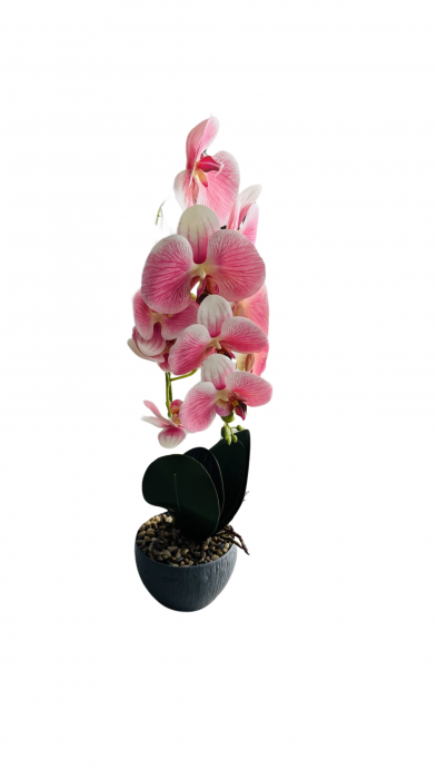 Orhidee decorativa artificiala, in ghiveci plastic, 50 cm [4]