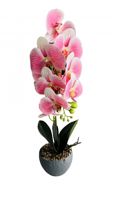 Orhidee decorativa artificiala, in ghiveci plastic, 50 cm [2]