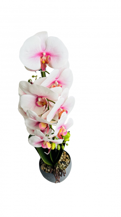 Orhidee decorativa artificiala, in ghiveci plastic, 50 cm [5]