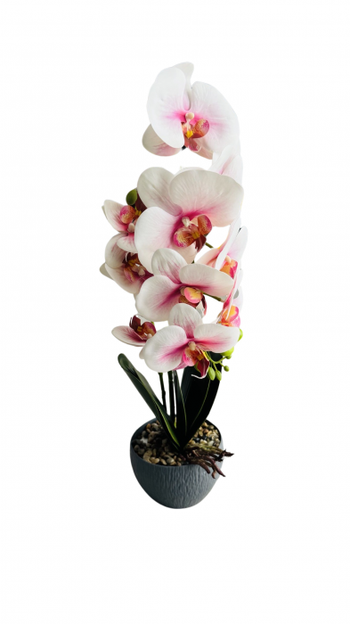 Orhidee decorativa artificiala, in ghiveci plastic, 50 cm [7]