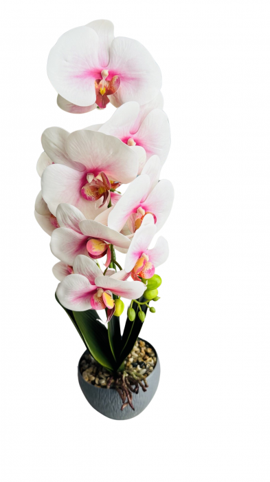 Orhidee decorativa artificiala, in ghiveci plastic, 50 cm [6]