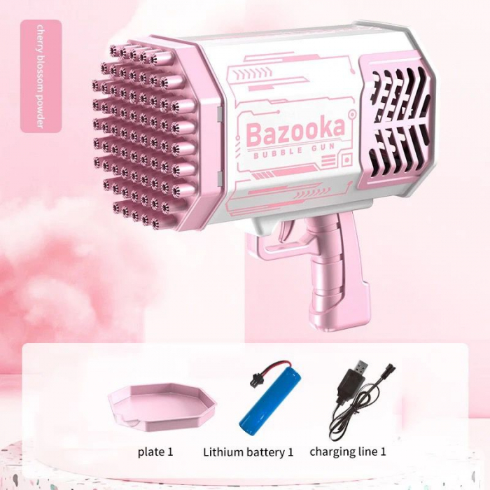 Pistol cu bule, 69 de gauri, luminate si cu sunet, producere automata a bulelor, Bazooka [13]