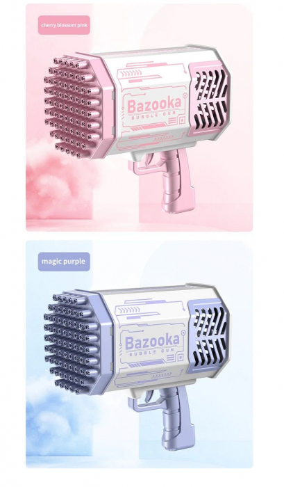 Pistol cu bule, 69 de gauri, luminate si cu sunet, producere automata a bulelor, Bazooka [8]