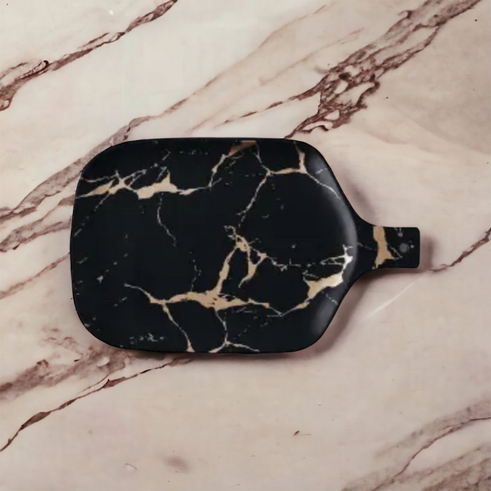 Platou ceramica cu maner, model marmura, 25.5x15.5 cm [4]
