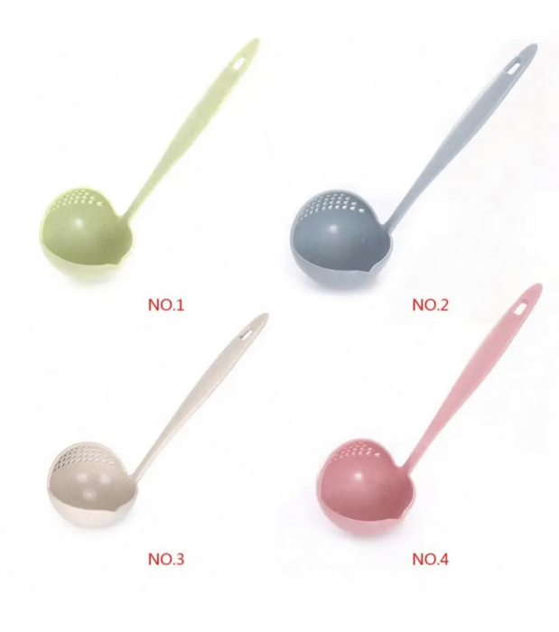 Polonic cu strecuratoare, 2 in 1, plastic, 29cm [6]