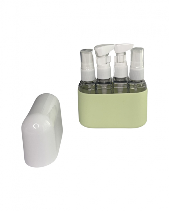 Set 4 recipiente pentru calatorie, din plastic, 50ml, husa silicon [13]