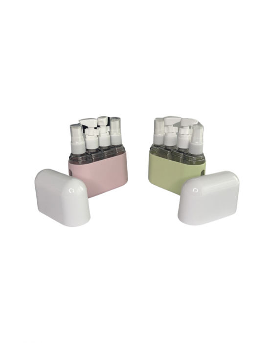 Set 4 recipiente pentru calatorie, din plastic, 50ml, husa silicon [14]
