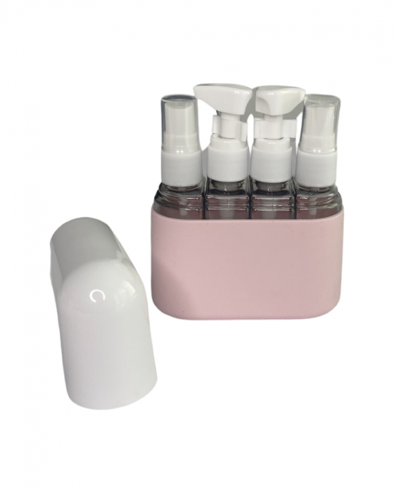 Set 4 recipiente pentru calatorie, din plastic, 50ml, husa silicon [15]