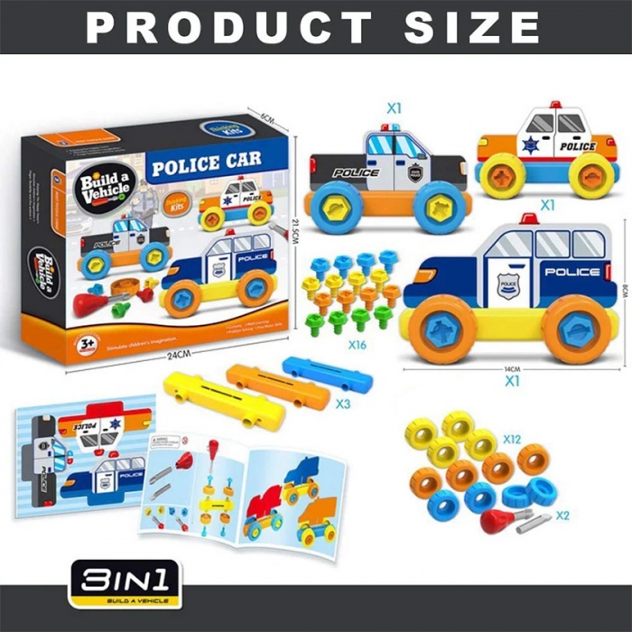 Set 3 masini de jucarie, macheta de asamblat, 3 modele diferite [11]