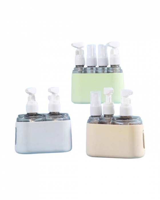 Set 3 recipiente pentru calatorie, din plastic, 50ml si 100ml, husa silicon [9]