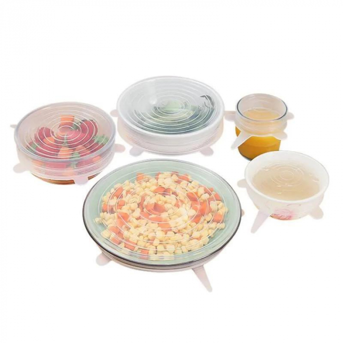 Set 6 capace silicon flexibile, dimensiuni diferite, reutilizabile, elastic [5]
