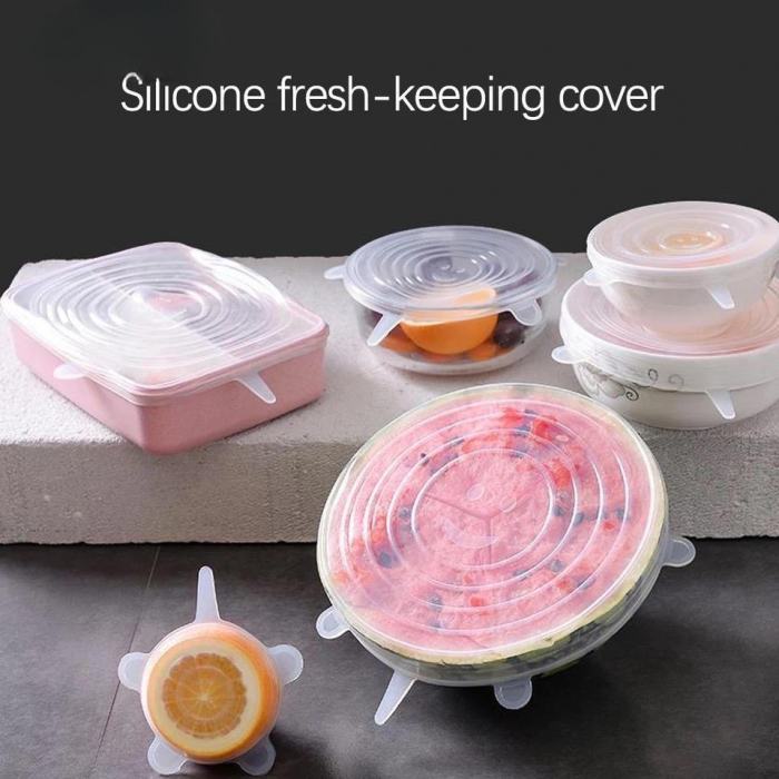 Set 6 capace silicon flexibile, dimensiuni diferite, reutilizabile, elastic [14]