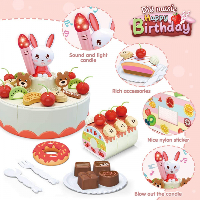 Set de jucarie tort aniversar cu lumini si accesorii [3]