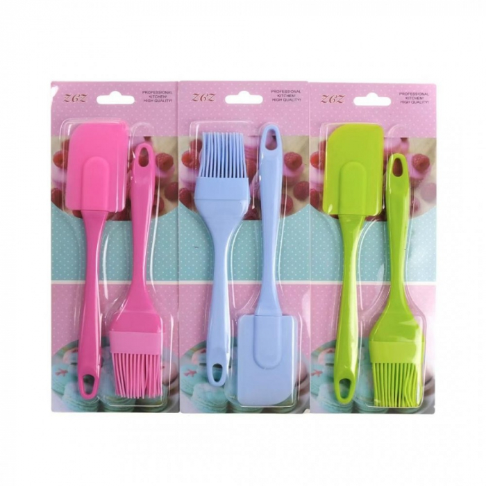 Set spatula si pensula din silicon, cu maner plastic [3]