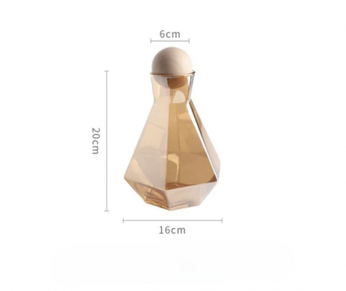 Set sticla cu 4 pahare, capac forma bila, model minimalist diamond, capacitate sticla 1380ml, pahar 300ml [2]