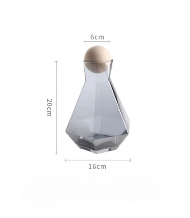 Set sticla cu 4 pahare, capac forma bila, model minimalist diamond, capacitate sticla 1380ml, pahar 300ml [3]
