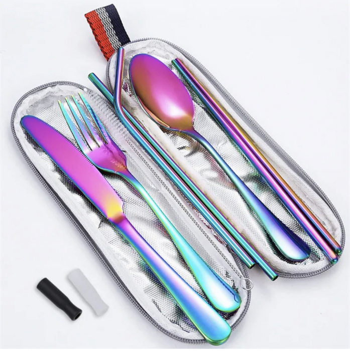 Set tacamuri inox, pentru calatorit, 7 piese si husa inclusa [3]