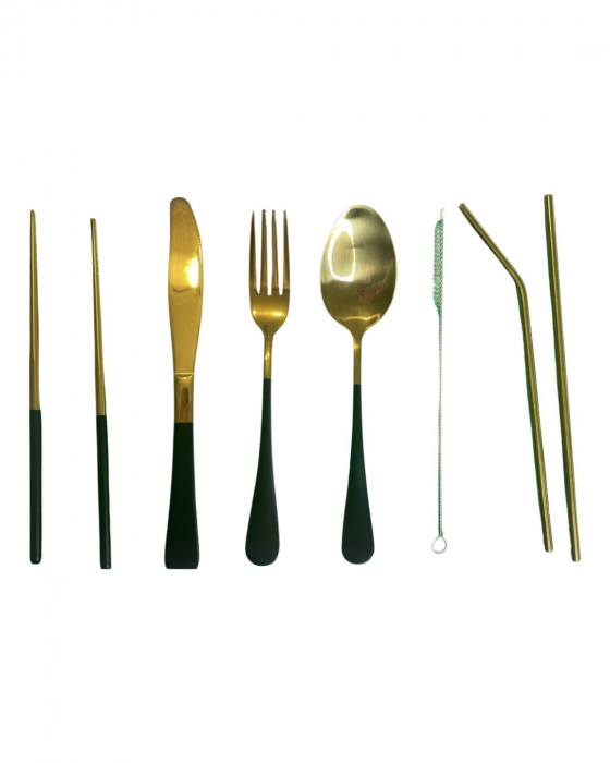 Set tacamuri inox, pentru calatorit, 7 piese si husa inclusa [10]