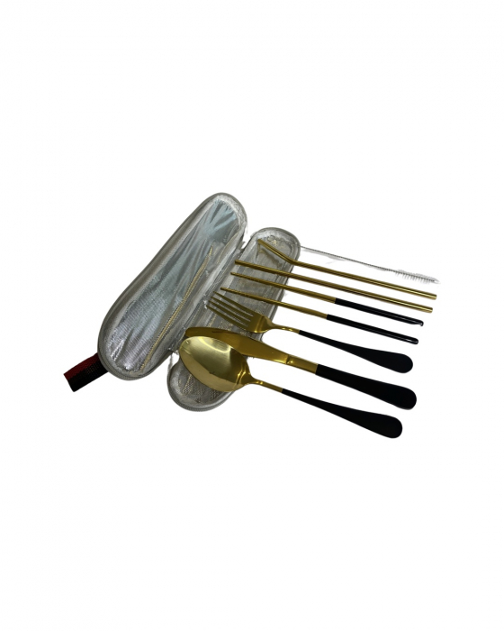 Set tacamuri inox, pentru calatorit, 7 piese si husa inclusa [7]