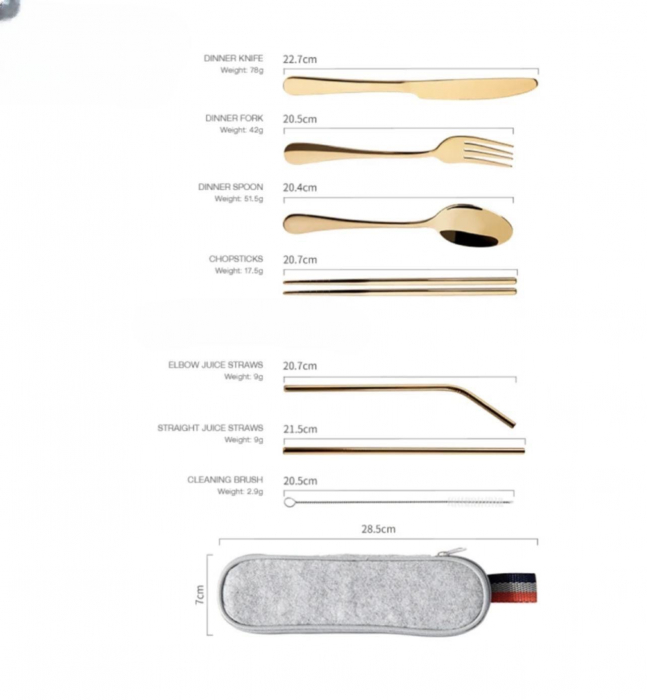 Set tacamuri inox, pentru calatorit, 7 piese si husa inclusa [15]