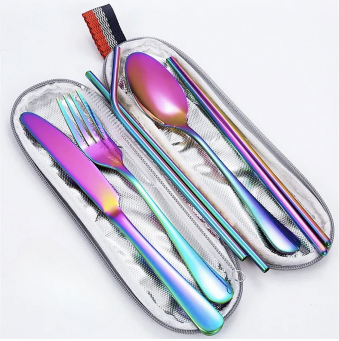 Set tacamuri inox, pentru calatorit, 7 piese si husa inclusa [4]