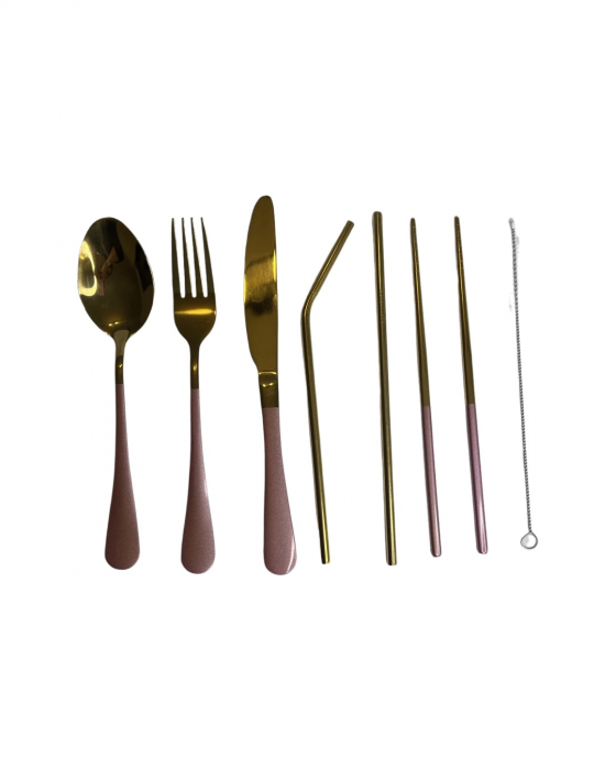 Set tacamuri inox, pentru calatorit, 7 piese si husa inclusa [13]