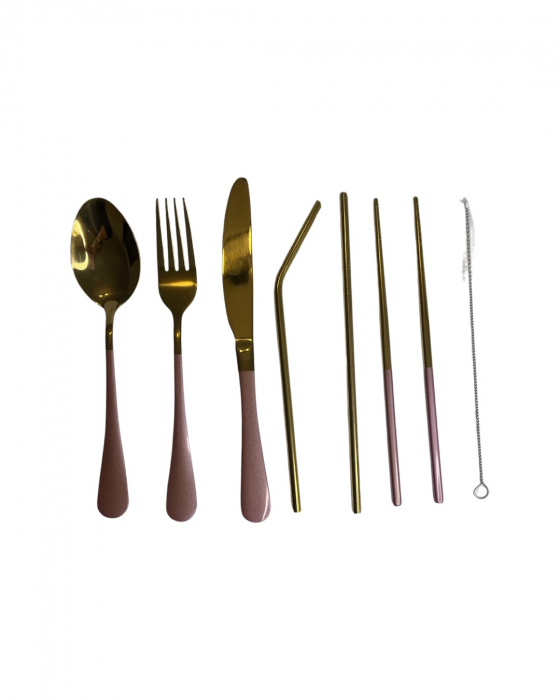 Set tacamuri inox, pentru calatorit, 7 piese si husa inclusa [14]