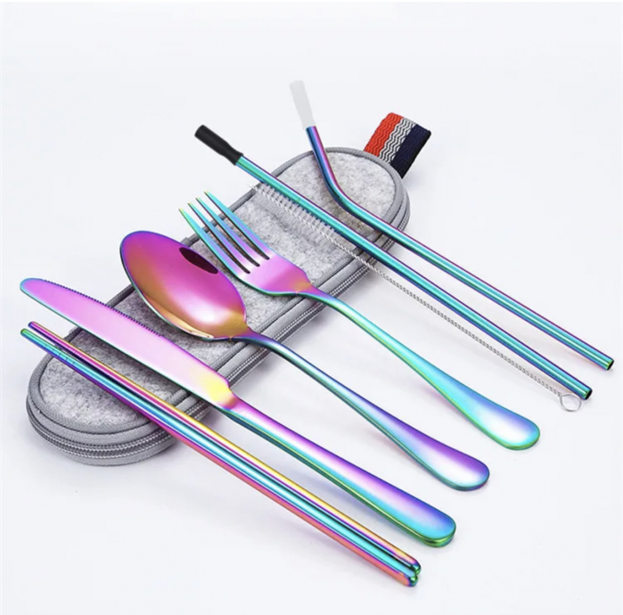 Set tacamuri inox, pentru calatorit, 7 piese si husa inclusa [2]