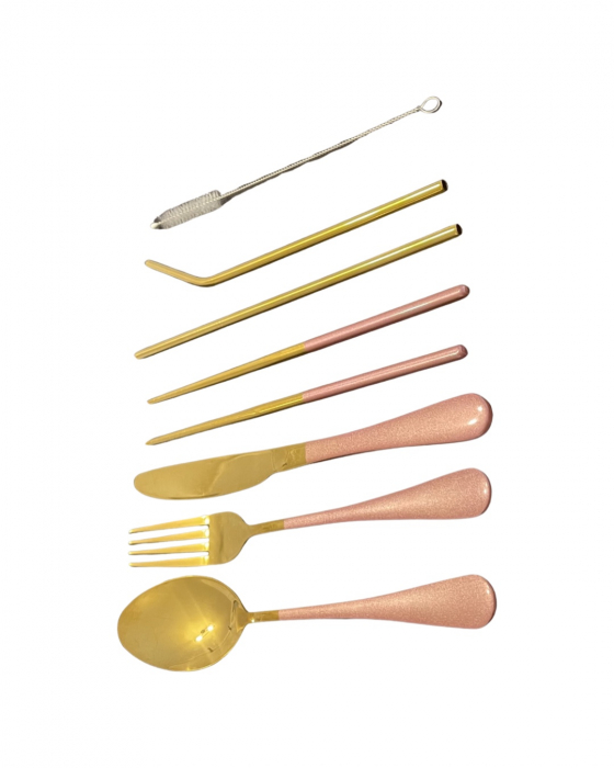 Set tacamuri inox, pentru calatorit, 7 piese si husa inclusa [13]