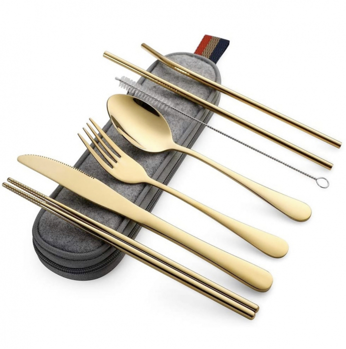 Set tacamuri inox, pentru calatorit, 7 piese si husa inclusa [5]