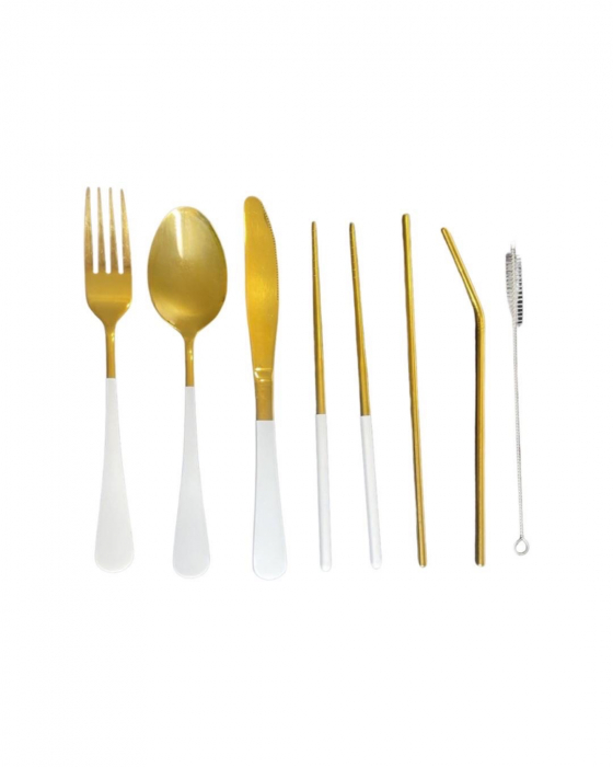 Set tacamuri inox, pentru calatorit, 7 piese si husa inclusa [12]