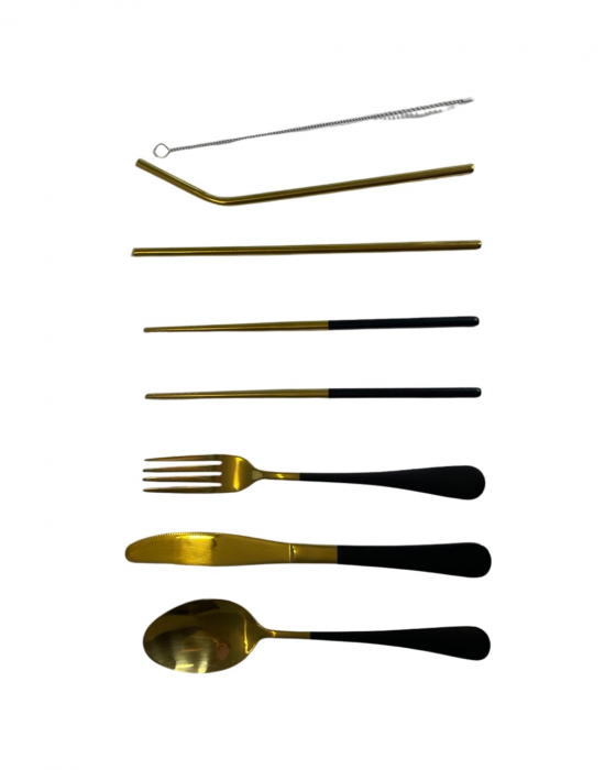 Set tacamuri inox, pentru calatorit, 7 piese si husa inclusa [14]