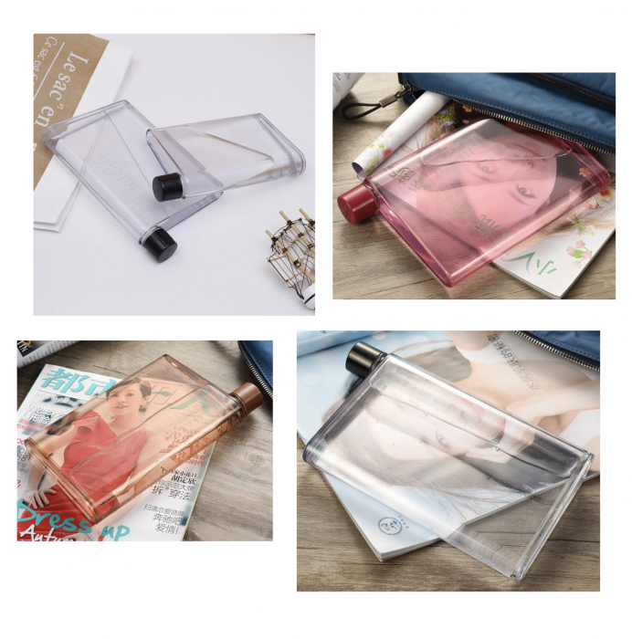 Sticla apa, forma plata tip A5, pentru a se potrivi in geanta, 420ml [6]