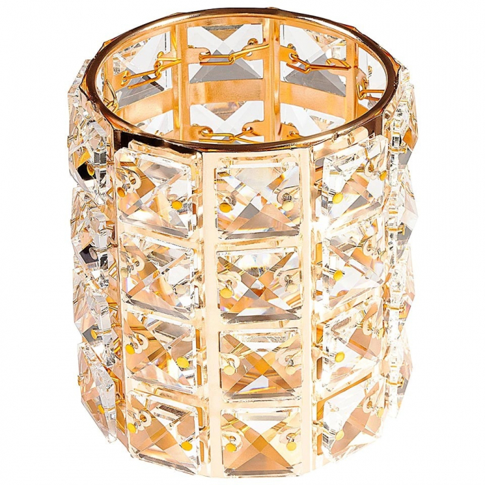 Suport pensule machiaj crystal, rotund, gold [2]