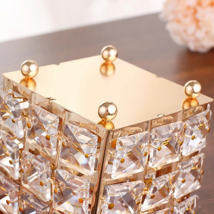 Suport pensule machiaj, dreptunghiular, crystal, gold [5]