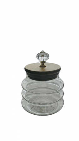 Cani, cesti si pahare - Borcan din sticla, cu capac din lemn, model elegant, capacitate 500 ml