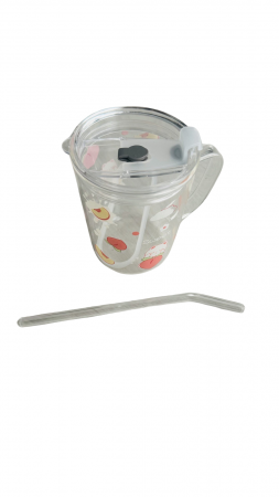 Cana cafea, cu capac si pai din sticla, 450 ml [5]