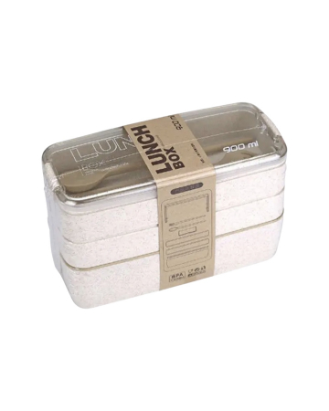 Caserola pentru mancare, 3 spatii depozitare, tacamuri incluse, 900ml, Bento Lunch Box [13]