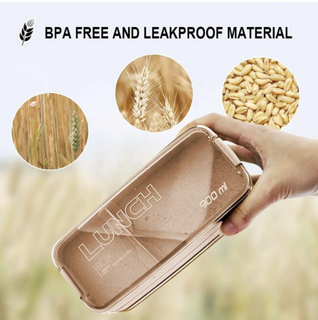 Caserola pentru mancare, 3 spatii depozitare, tacamuri incluse, 900ml, Bento Lunch Box [1]