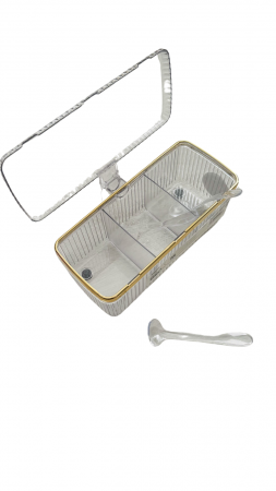 Cutie cu 3 compartimente, pentru condimente, cu lingurite si maner plastic [3]
