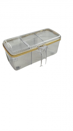 Caserole - Cutie cu 3 compartimente, pentru condimente, cu lingurite si maner plastic